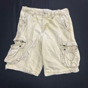 American Eagle Longboard Cargo Shorts Mens 32 Khaki Tan Ripstop Y2K Cotton